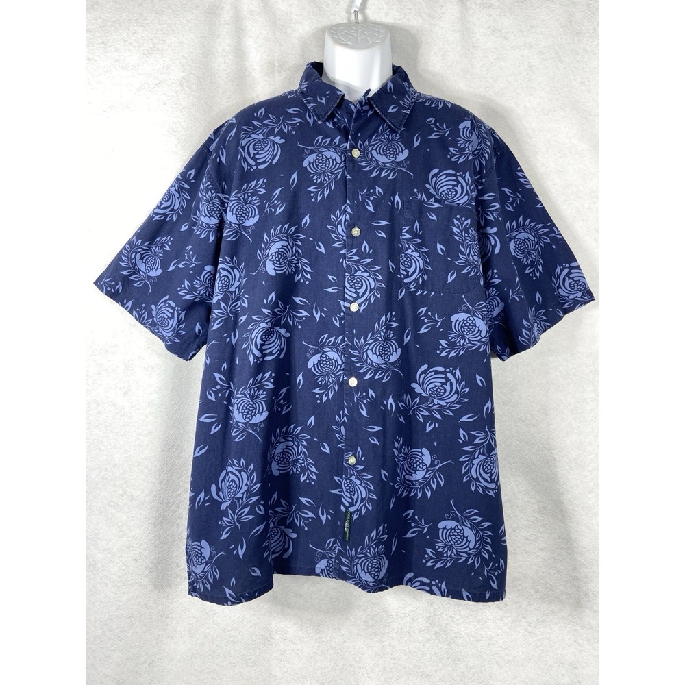Polo Jeans Co Ralph Lauren Hawaiian Shirt Mens‎ L Blue Pineapple Print Button Up